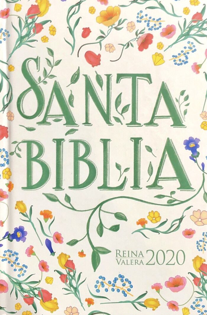 Biblia RVR2020 portátil tapa dura flores verde