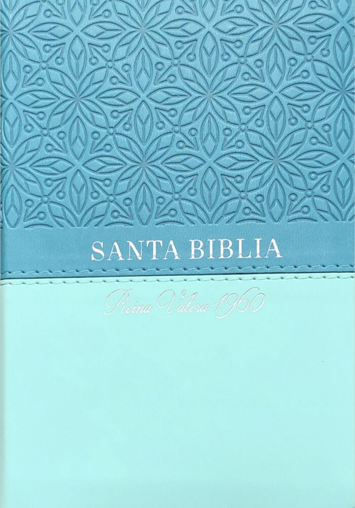 Biblia RVR60 Bolsillo i/piel Bitono Floral Turquesa con cierre/índice