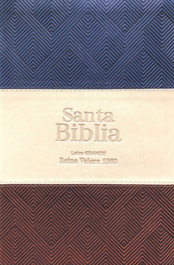 Biblia RVR60 tamaño manual Letra Grande i/piel Tricolor Azul/Gris/Marrón con índice/cierre
