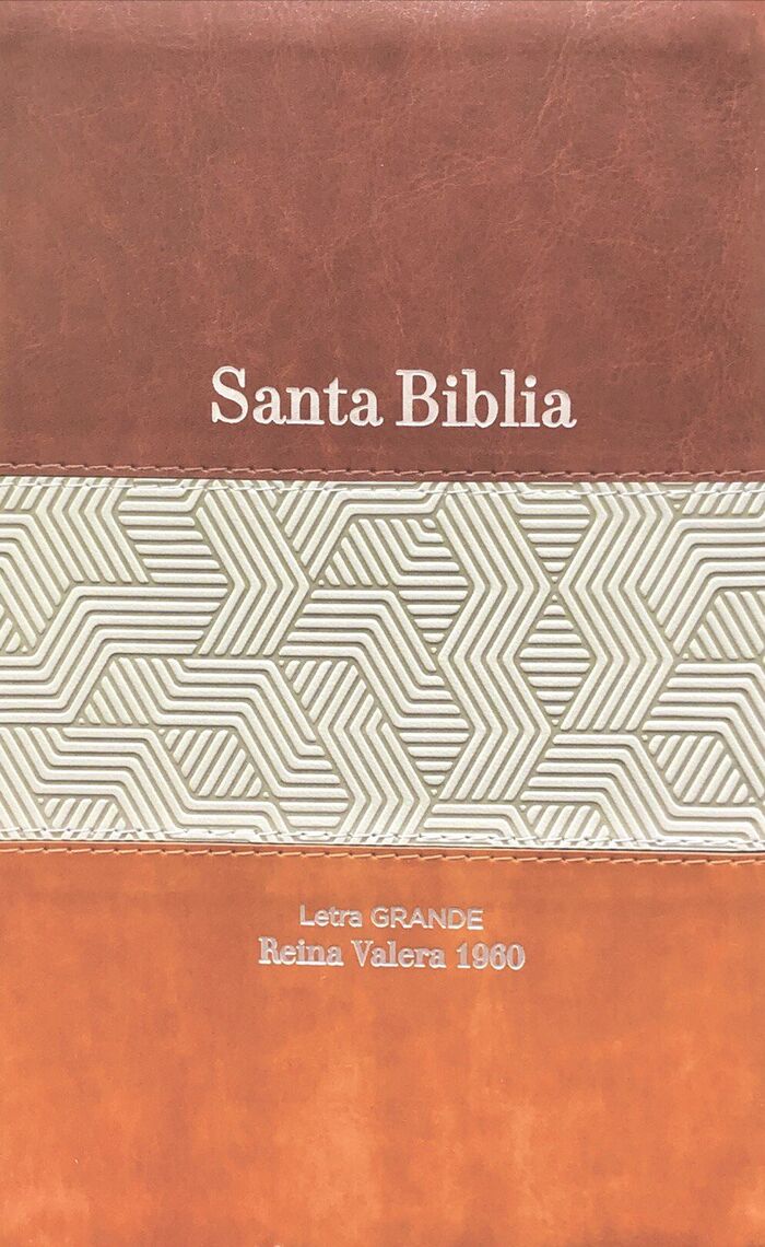 Biblia RVR60 tamaño manual Letra Grande i/piel Tricolor Marrón/Beige/Café con índice/cierre