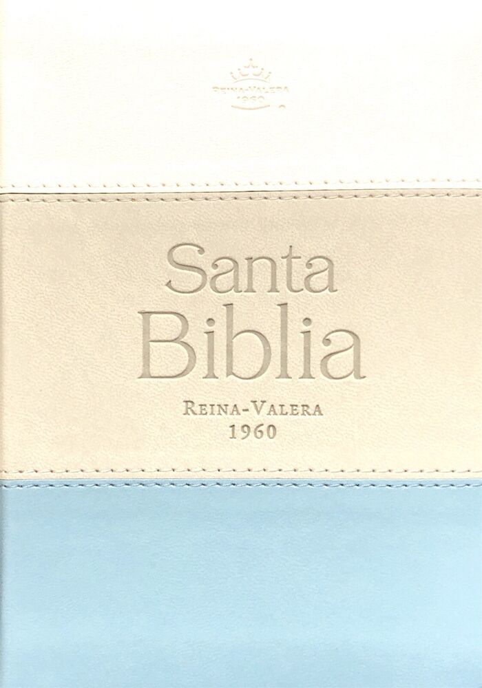 Biblia RVR60 Bolsillo i/piel Tricolor Blanco/Gris/Turquesa con cierre/índice