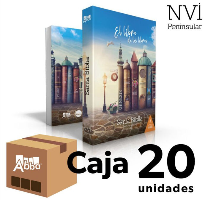 Caja 20 unidades Biblia NVI Peninsular LG Rústica El libro de los libros Edición misionera