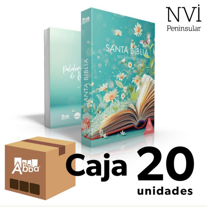 Caja 20 unidades Biblia NVI Peninsular LG Rústica Libro en primavera Edición misionera