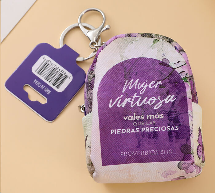 Mujer Virtuosa. Llavero Mochila Monedero Ref: 723592077556