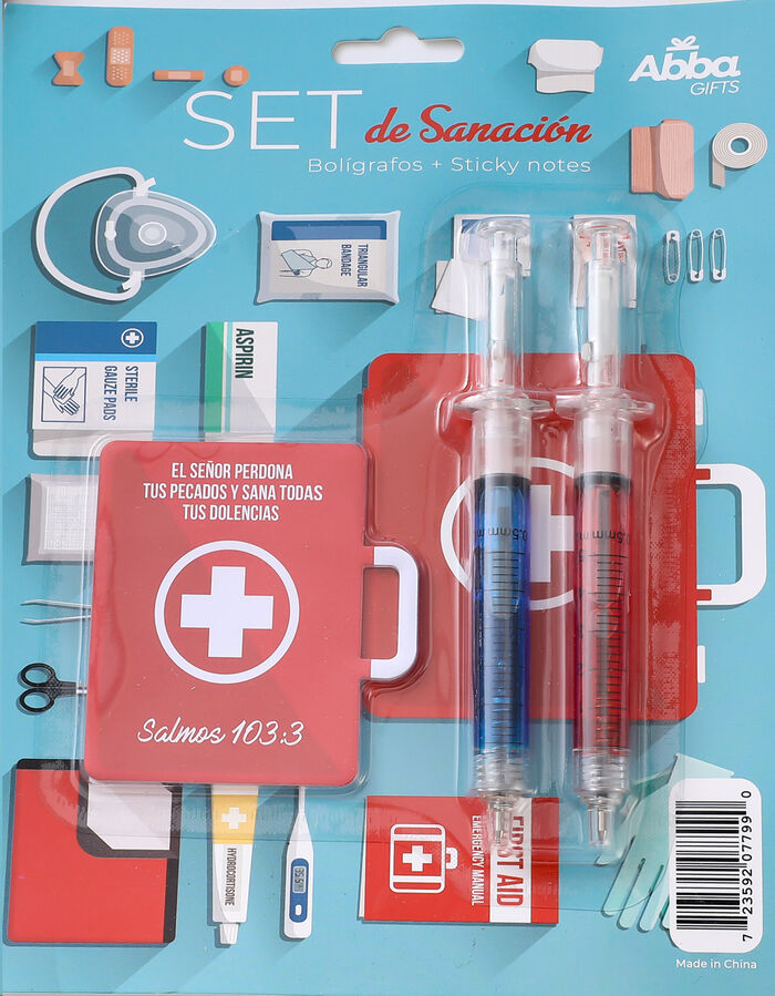 Sanidad. Pack creativo 2 bolis + sticky notes. Ref: 723592077990