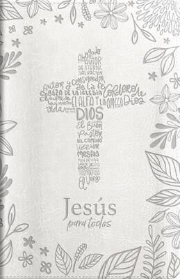 Biblia de Promesas RVR60 tamaño manual letra grande i/piel blanca con índice Jesús para todos