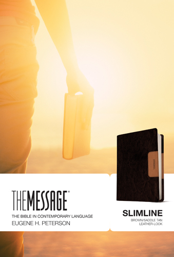 The Message Bible Slimline edition Leather-Look, Brown/Saddle Tan (inglés)