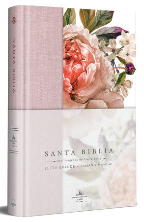 Biblia RVR60 tamaño manual. Tapa dura, tela rosada con flores