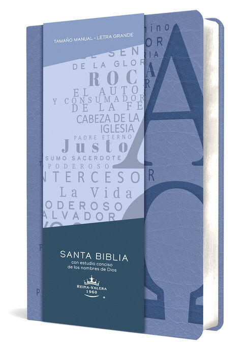 Biblia RVR60 Tamaño manual i/piel azul Nombres de Dios