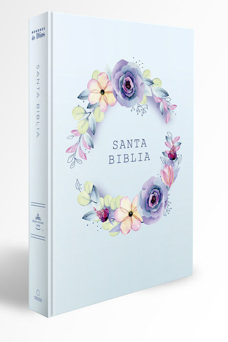 Biblia RVR60 Tamaño Manual Tapa dura Azul con flores