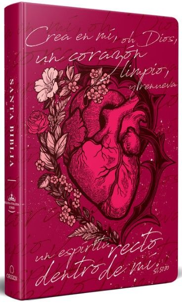 Biblia RVR60 Tamaño manual Tapa dura Corazón Rosa