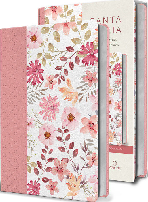 Biblia RVR60 Tamaño Manual i/piel rosa con flores