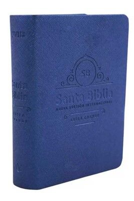 Biblia NVI Tamaño Bolsillo - Cuero Ecologico Azul Metalizado