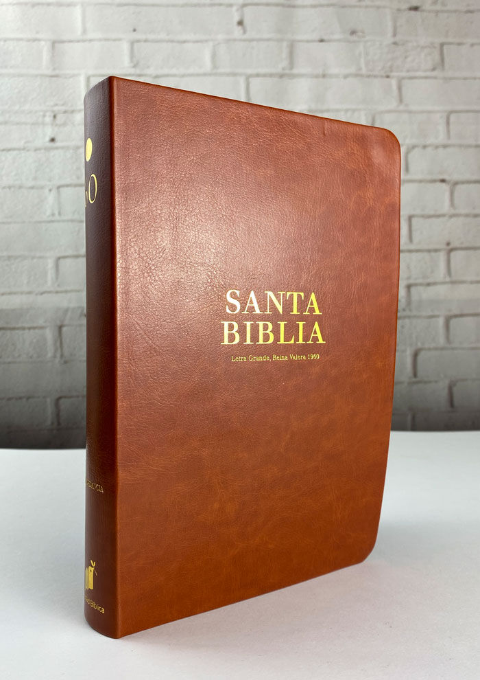 Biblia Reina Valera 1960 letra grande tamaño manual imitación piel café