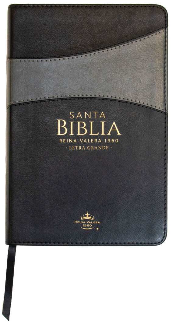 Biblia RVR60 Tamaño Manual Letra Grande i/piel NEGRO/GRIS con índice (Colección Banda)