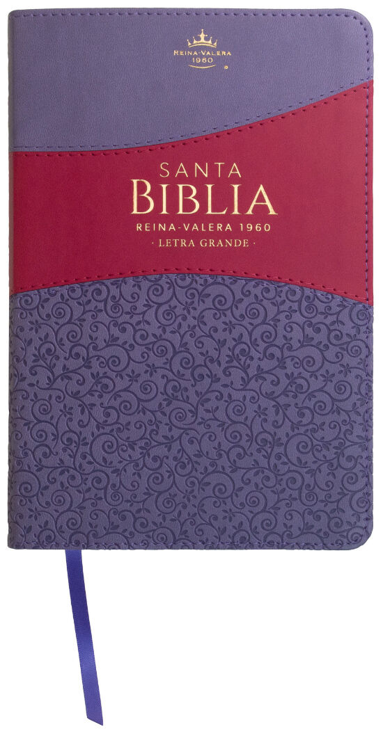 Biblia RVR60 Tamaño Manual Letra Grande i/piel LILA/FUCSIA con índice (Colección Banda)