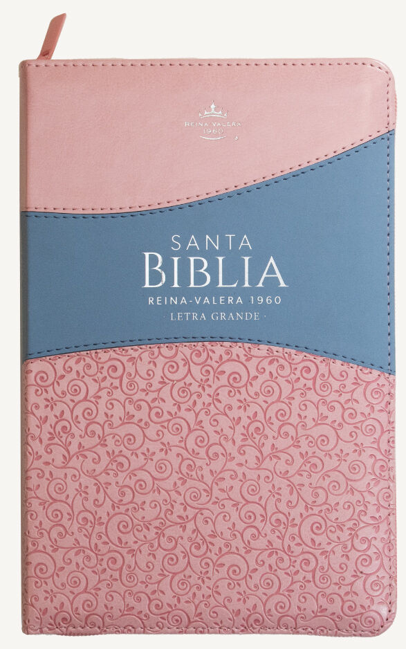 Biblia RVR60 Tamaño Manual Letra Grande i/piel ROSA/AZUL con cierre (Colección Banda)