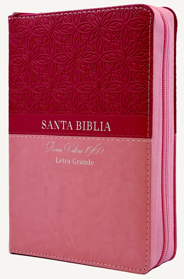 Biblia RVR60 Tamaño Manual Letra Grande i/piel con cierre/índice BITONO ROSA
