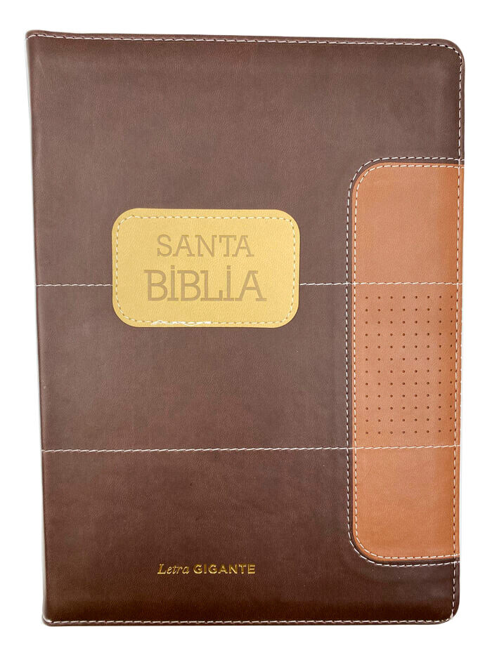 Biblia RVR60 Tamaño gigante Letra 15 puntos i/piel con cierre/índice marrón oscuro/café (punteado)