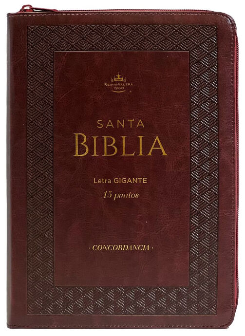 Biblia RVR60 Tamaño Gigante Letra 15 puntos i/piel con cierre/índice marrón CON CENEFA CLÁSICA