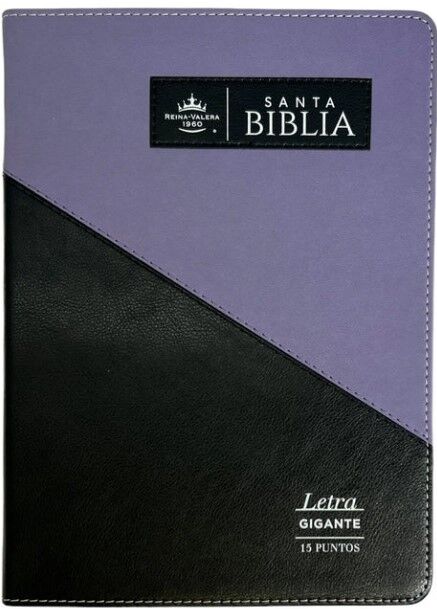 Biblia RVR60 letra gigante 15 puntos colección triangular i/piel negro/lila con índice