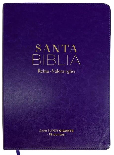 Biblia RVR60 súper gigante letra 19 puntos i/piel lila. Colección clásica