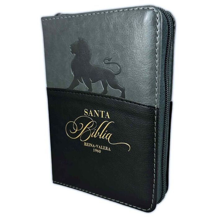 Biblia RVR60 bolsillo Expressión Negro/Gris león con cierre e índice