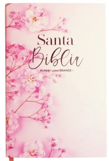 Biblia RVR60 Tamaño manual Letra Grande TAPA FLEX rosa con flores