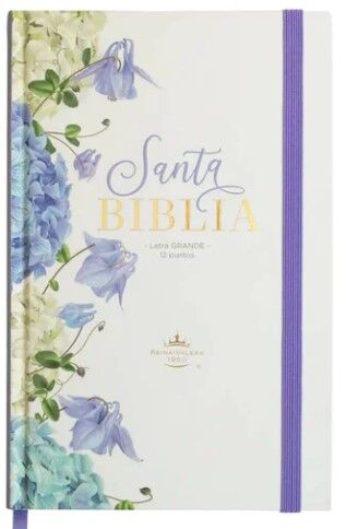 Biblia RVR60 tamaño manual letra grande tapa dura con elástico lila floral