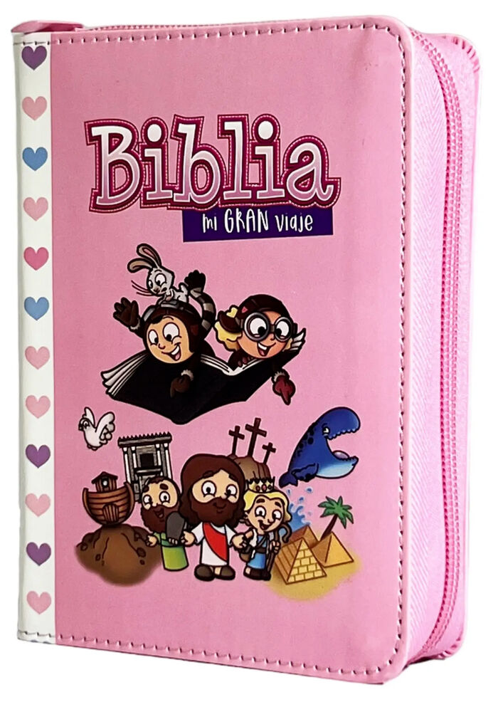 Biblia RVR60 Mi gran viaje bolsillo i/piel con cierre Rosa