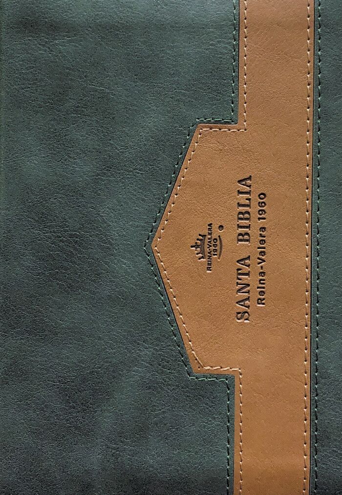 Biblia RVR60 Bolsillo i/piel Elegante Verde/Café con cierre/índice