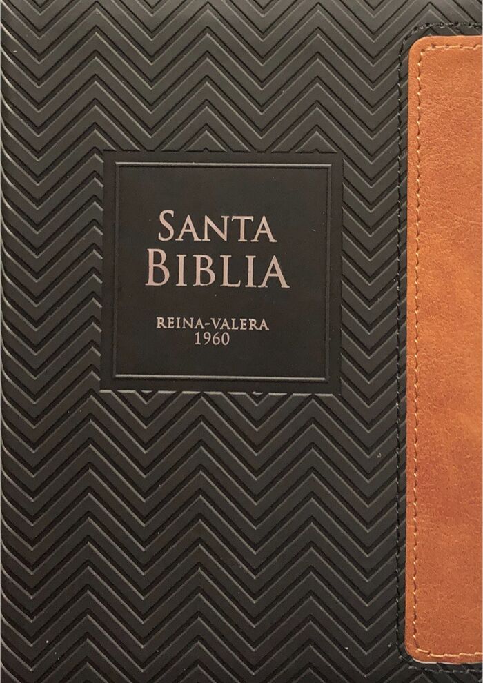 Biblia RVR60 Bolsillo i/piel Geométrico Negro/Café con cierre/índice