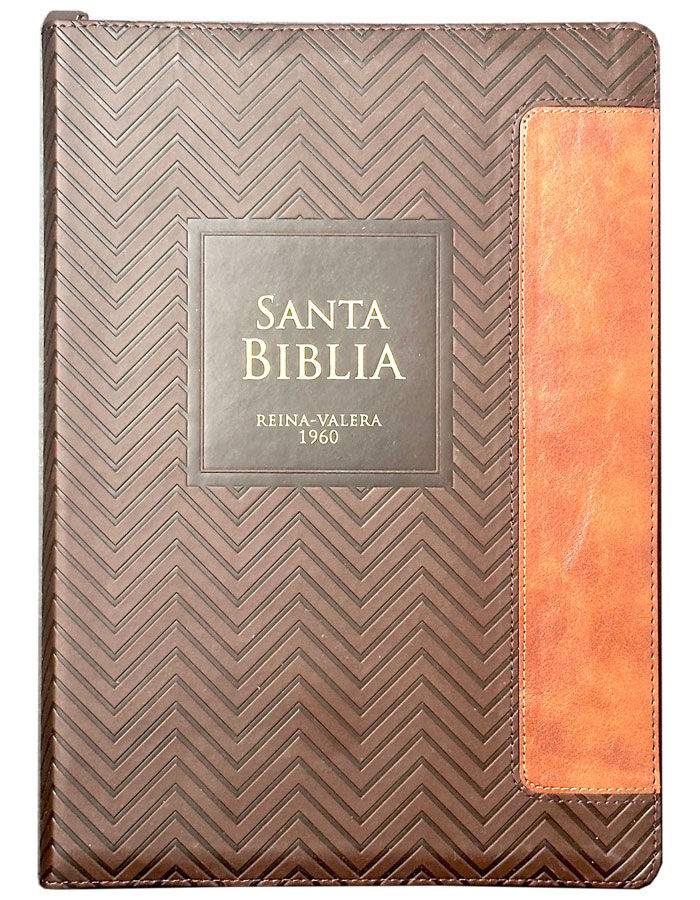 Biblia RVR60 Letra Súper Gigante 19 puntos. I/piel Bitono geométrico Café/café. Con cierre/índice