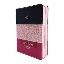 Biblia RVR60 portátil Letra Grande 11 puntos Tricolor Negro/rosa/fucsia con cierre/índice
