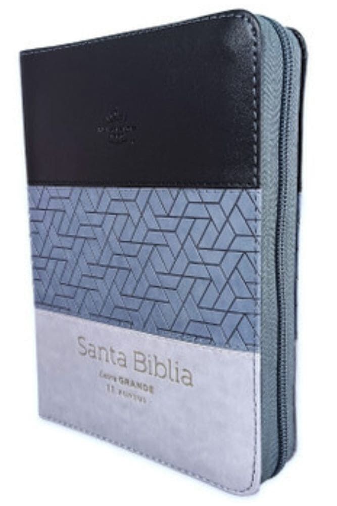 Biblia RVR60 portátil letra Grande 11 puntos Tricolor Negro/gris/gris con cierre/índice
