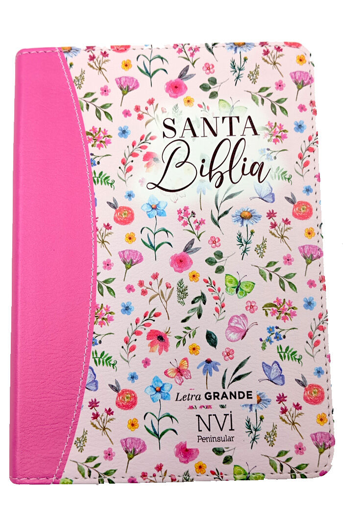 Biblia NVI Peninsular Portátil Letra Grande Floral rosado