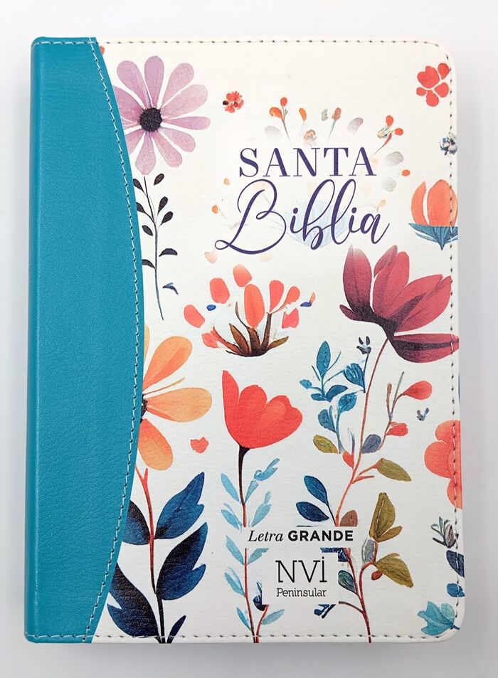 Biblia NVI Peninsular Portátil Letra GRande Floral Turquesa