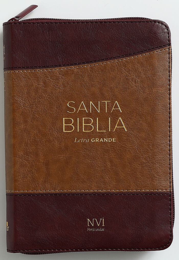 Biblia NVI Peninsular Portátil Letra Grande Bicolor Café/café con cierre