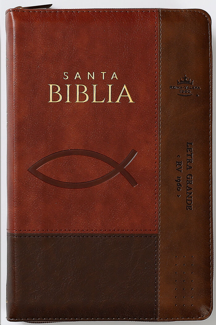 Biblia RVR60 Tamaño Manual letra grande i/piel café/café/café Ictus cierre/índice