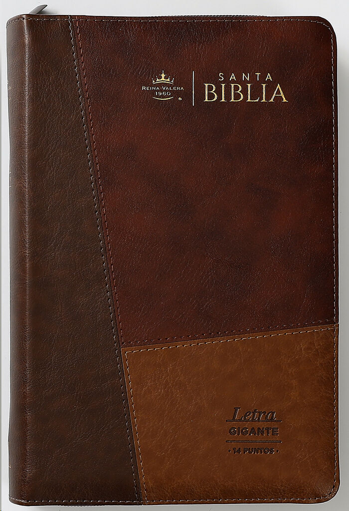 Biblia RVR60 Tamaño manual/letra Gigante i/piel café/café/café con cierre e índice